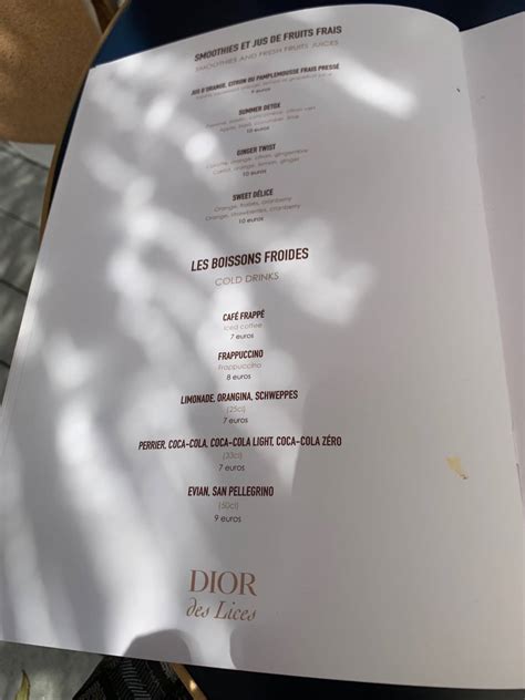 dior saint-tropez menu|Dior des lices menu.